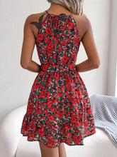 Floral Grecian Tie Waist Tiered Dress